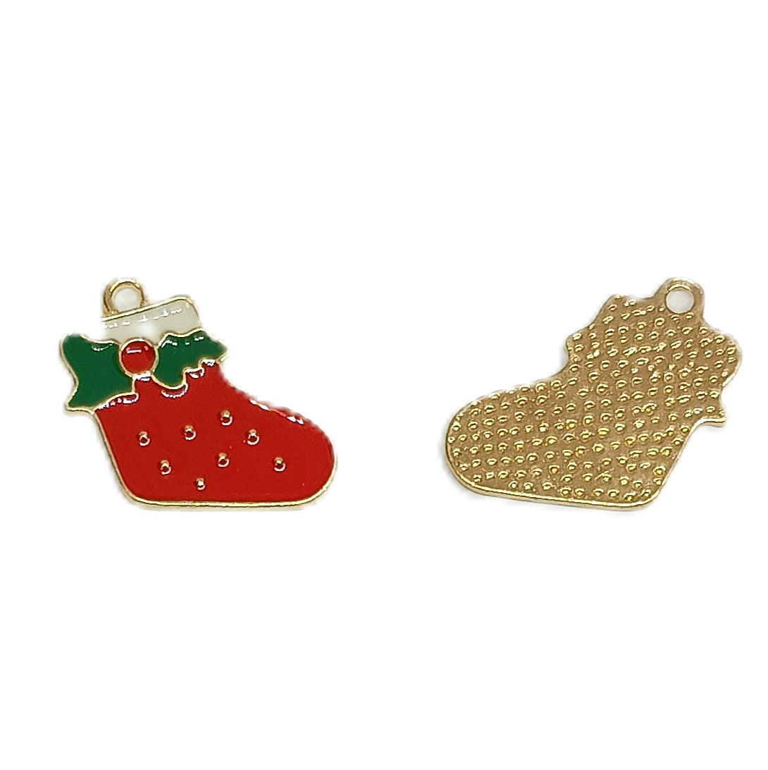 Christmas Metal Enamel Pendant Charms - Socks