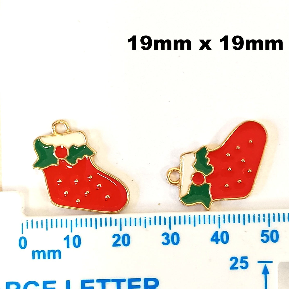 Christmas Metal Enamel Pendant Charms - Socks