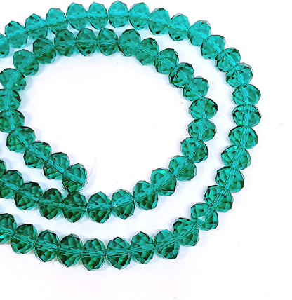 Teal Faceted Crystal Rondelle Beads - 8mm