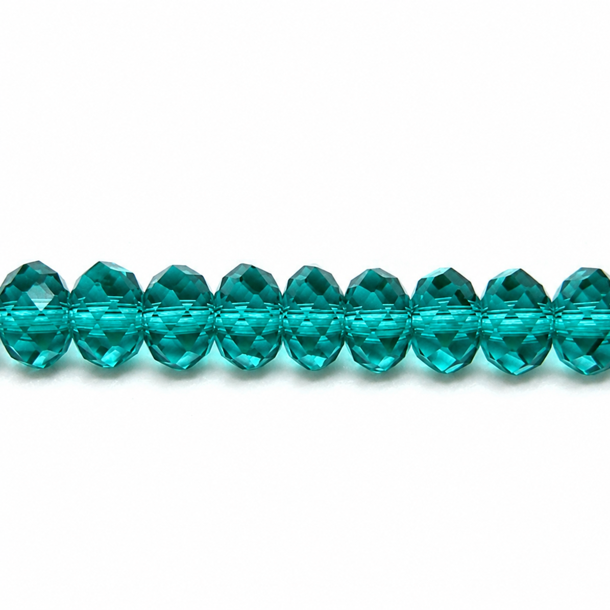Teal Faceted Crystal Rondelle Beads - 8mm