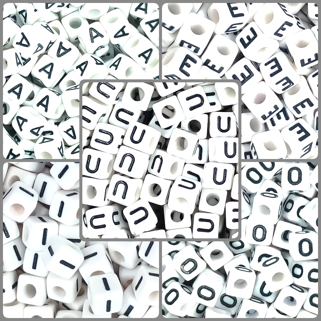 250 x 8mm white cube single & mixed alphabets / letters acrylic beads