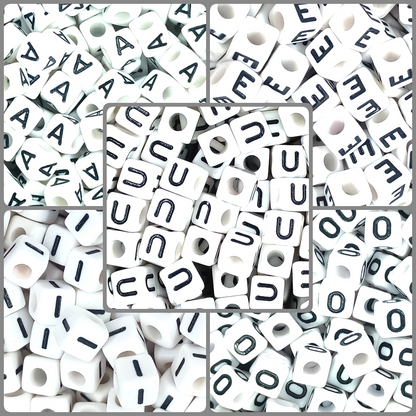 250 x 8mm white cube single & mixed alphabets / letters acrylic beads