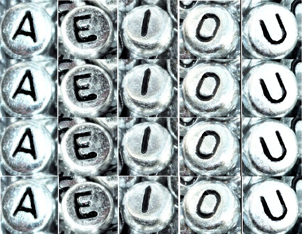 7x4mm Silver Flat Round Acrylic Alphabet Beads - Single & Mixed Letters