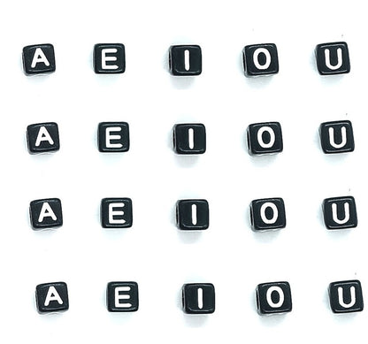 6mm Black Cube Acrylic Alphabet Beads - Single & Mixed Letters