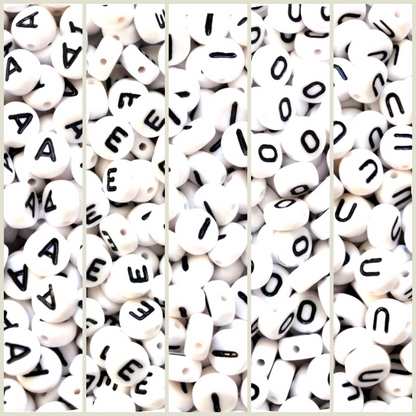 7mm White Round Acrylic Alphabet Beads