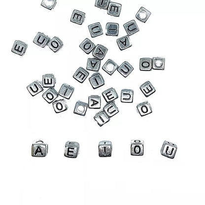 6mm Silver Cube Acrylic Alphabet Beads - Single & Mixed Letters