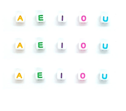 6mm White Cube Acrylic Alphabet Beads - Colourful Letters