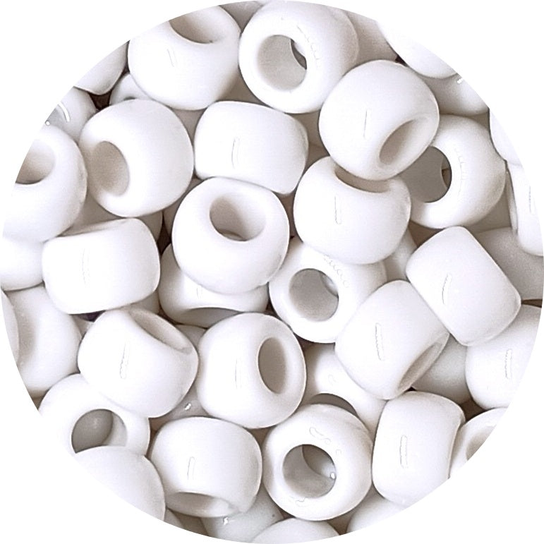 9x6mm opaque Pony Beads - White