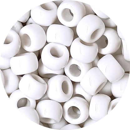 9x6mm opaque Pony Beads - White