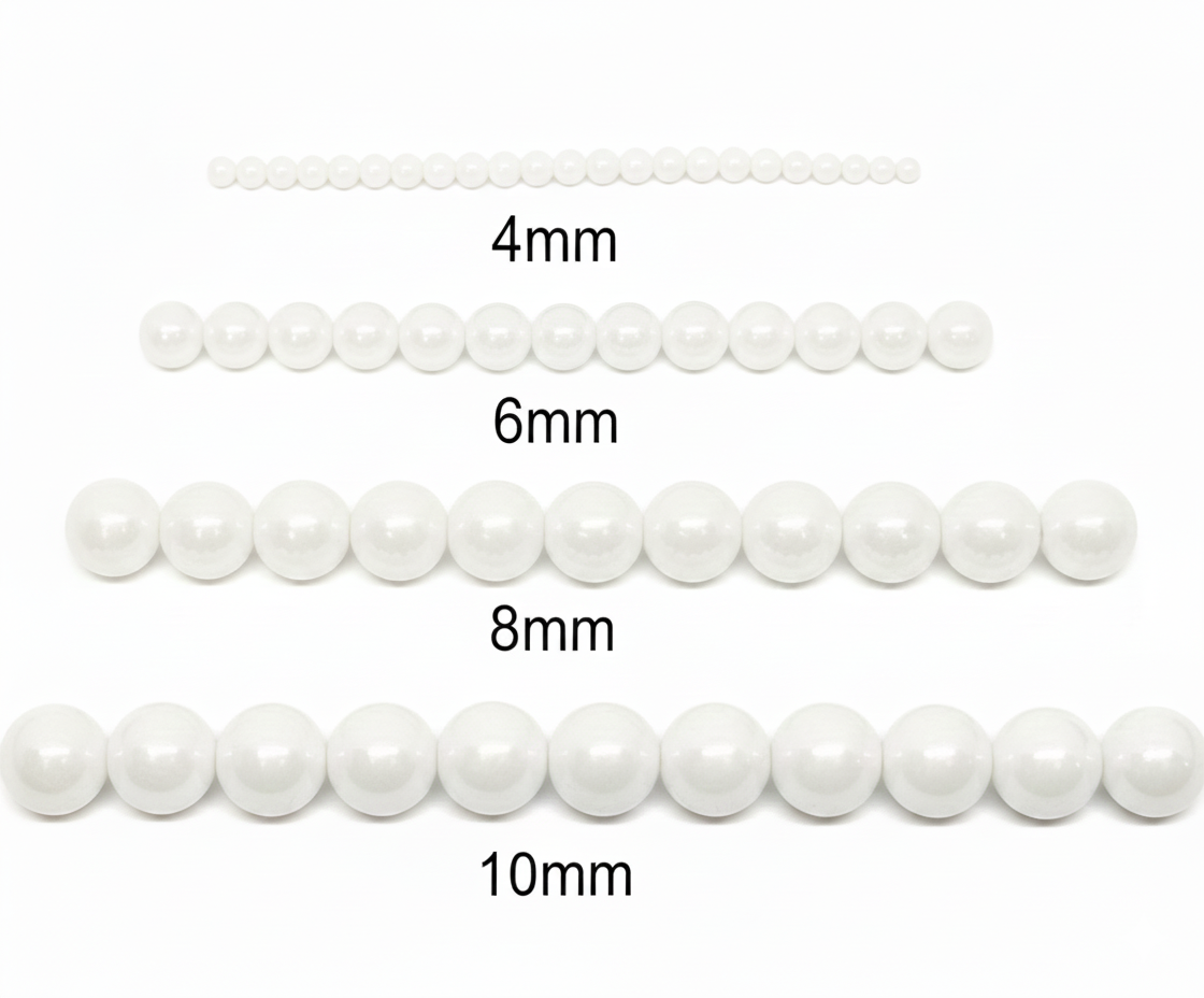 White Round Glass Pearl Beads - 4mm, 6mm, 8mm, 10mm