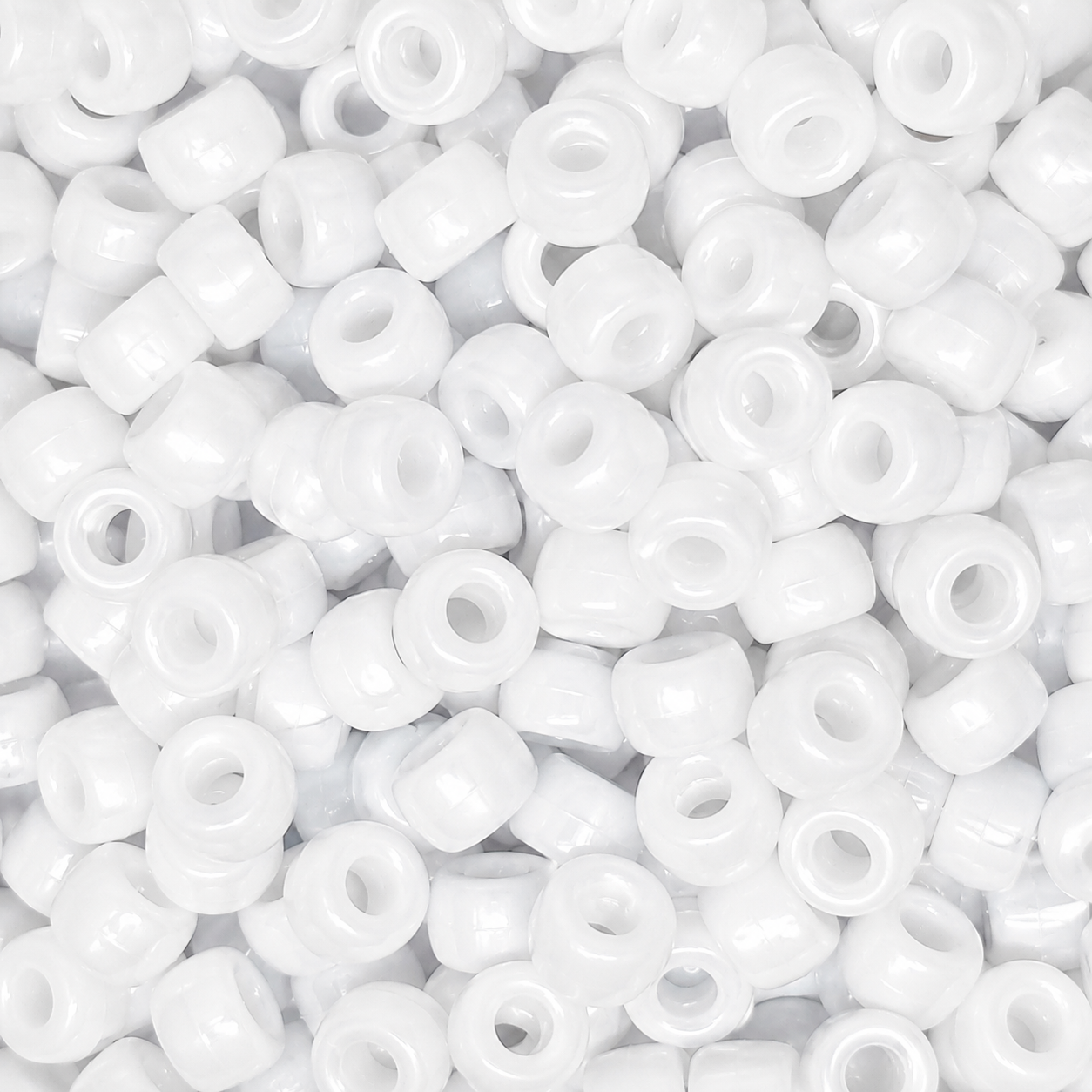 9x6mm Pearlised Pony Beads - White