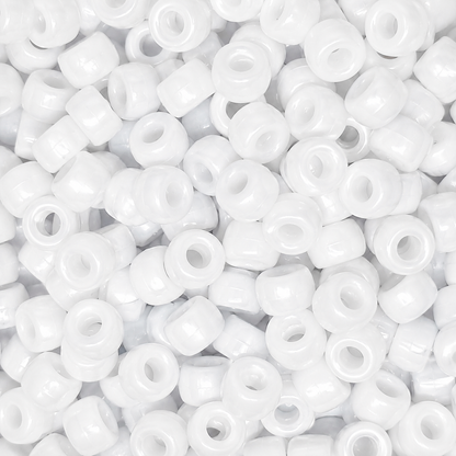 9x6mm Pearlised Pony Beads - White