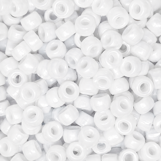 9x6mm Pearlised Pony Beads - White