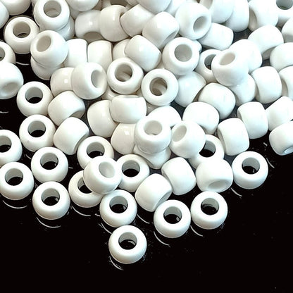 9x6mm opaque Pony Beads - White