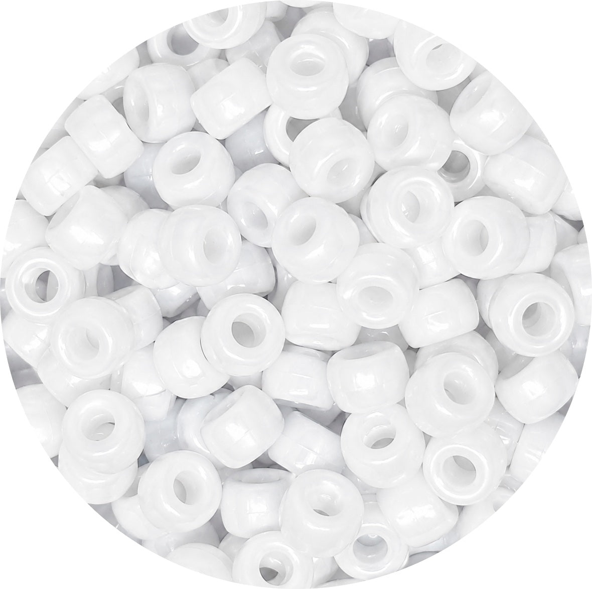 9x6mm Pearlised Pony Beads - White