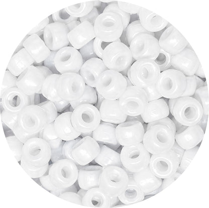 9x6mm Pearlised Pony Beads - White