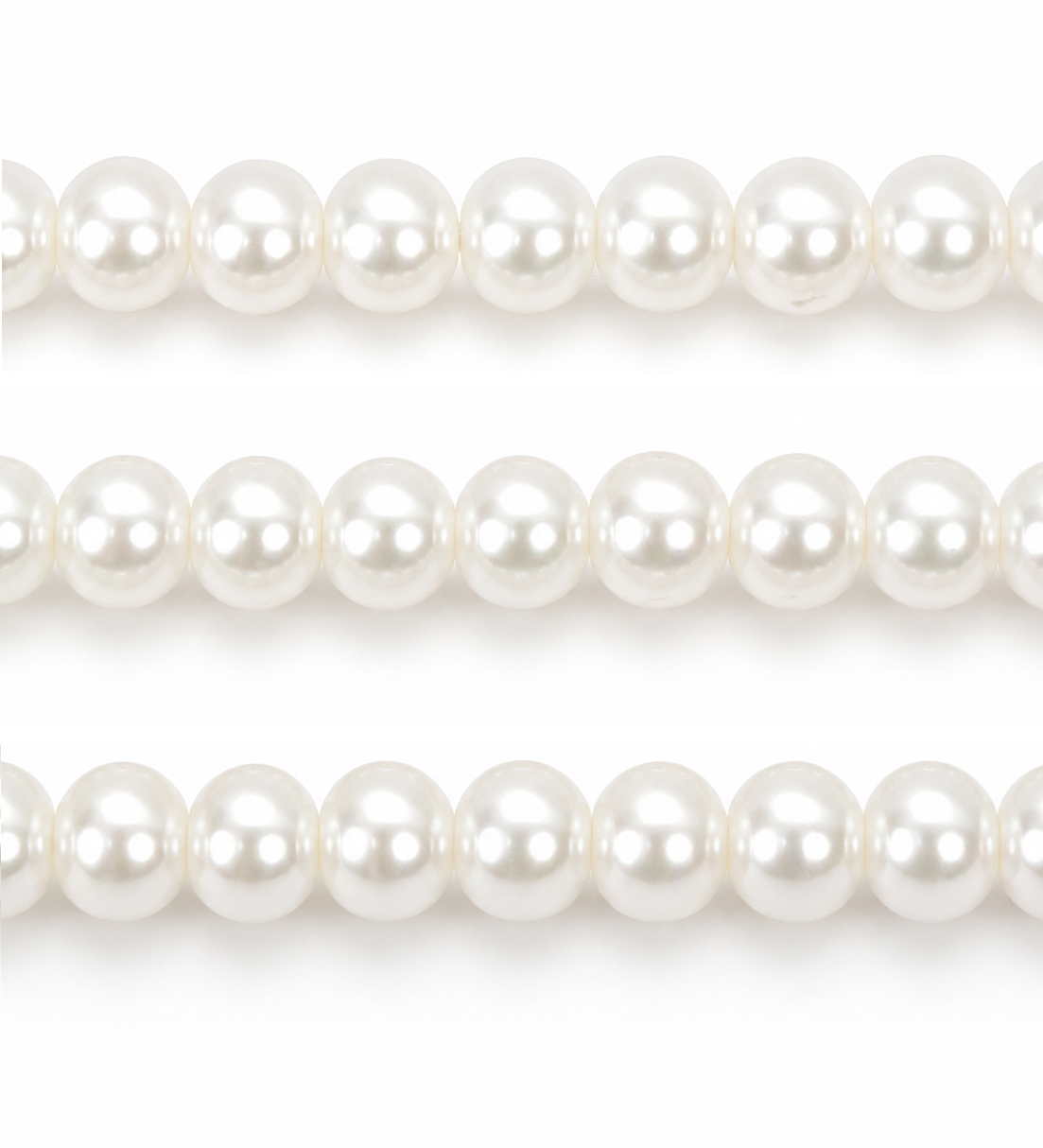 White Round Glass Pearl Beads - 4mm, 6mm, 8mm, 10mm