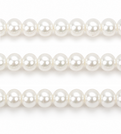 White Round Glass Pearl Beads - 4mm, 6mm, 8mm, 10mm