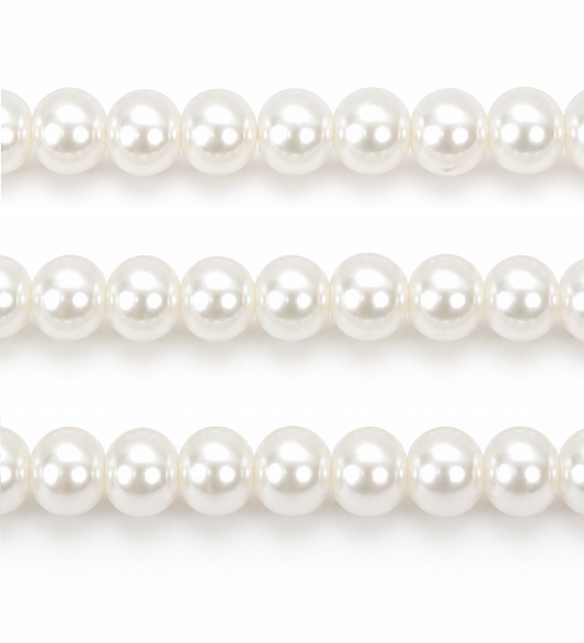 White Round Glass Pearl Beads - 4mm, 6mm, 8mm, 10mm