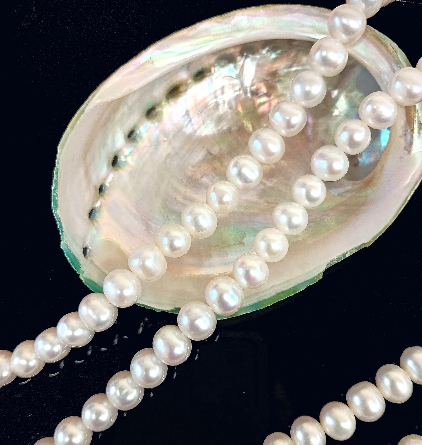 White Natural Freshwater Pearl round beads no modification, approx. 7-8 mm