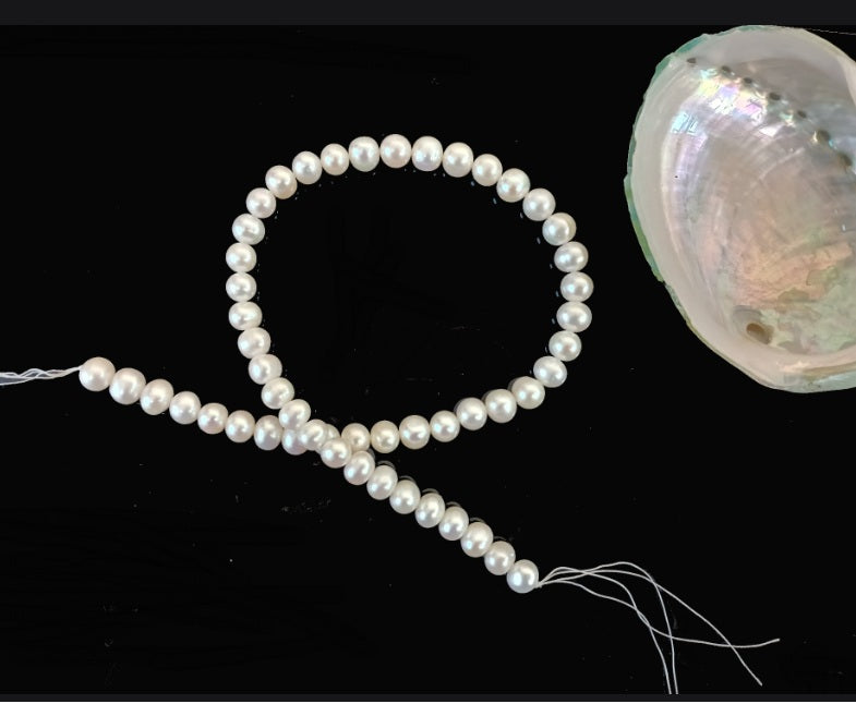 White Natural Freshwater Pearl round beads no modification, approx. 7-8 mm