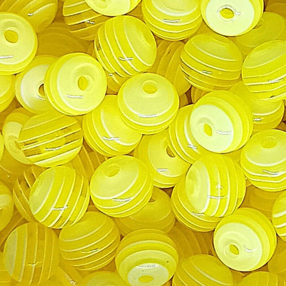 8mm Translucent Striped Round Resin Beads