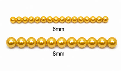 Red and Yellow Round Glass Pearl Beads -  6mm, 8mm