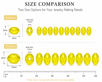 Yellow Faceted Crystal Rondelle Beads - 8mm, 10mm