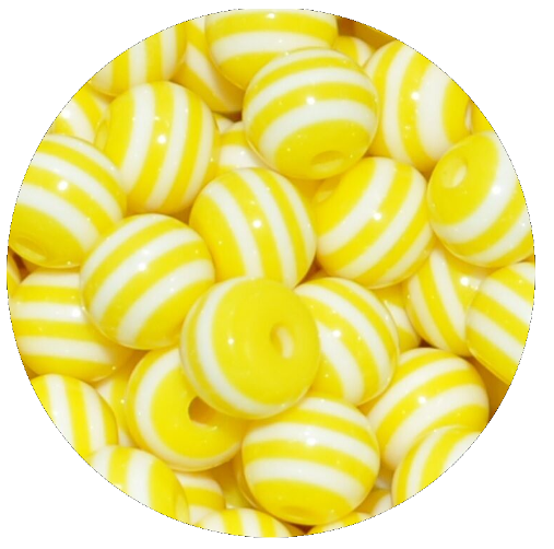 10mm Solid Colour Striped Round Resin Beads